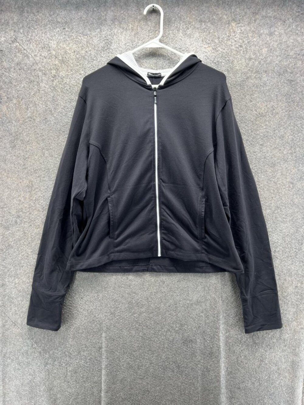 Champion Elite Hoodie Mens XL Black Full Zip Lightweight Stretch Sweatshirt